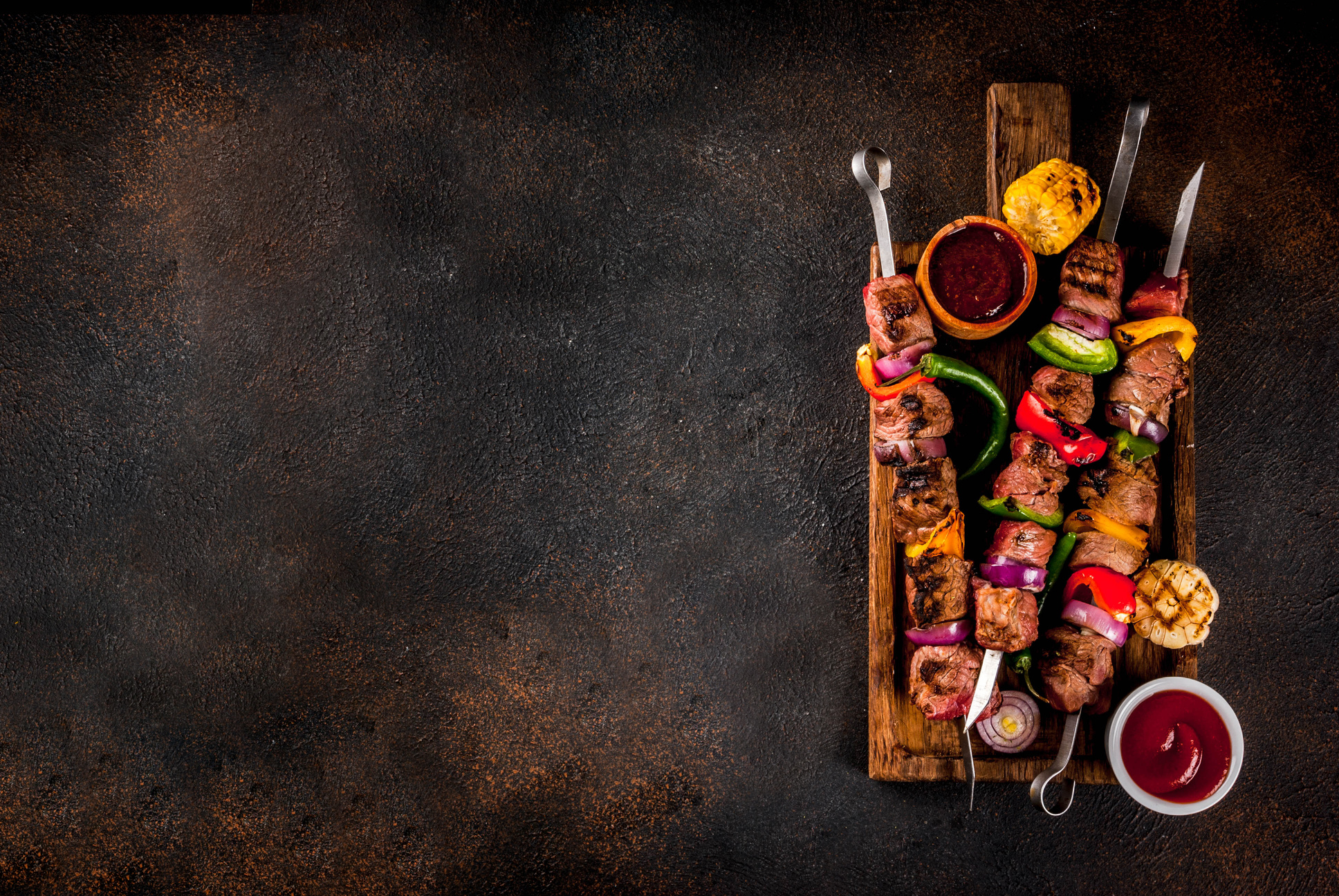 Fresh, Home-Cooked on the Grill Fire Meat Beef Shish Kebab with